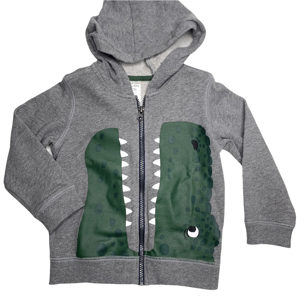 3T zipper Carter’s Dino grey hoodie. GUC